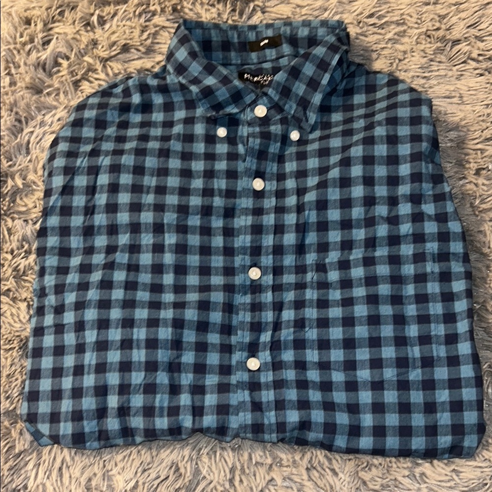 J.Crew Mercantile Flex Blue Check Shirt